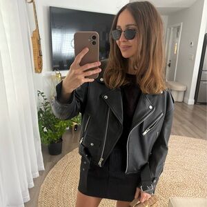 Maje Black real Leather Jacket